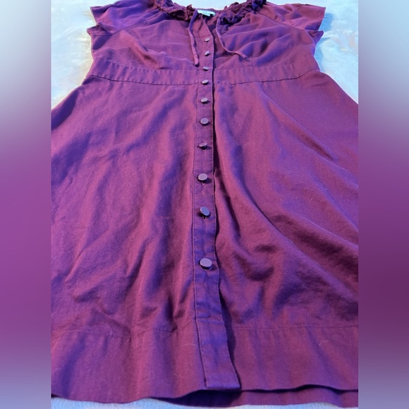 Ann Taylor Loft purple/plum button up cotton dress size 12 - Picture 3 of 9